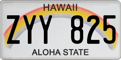 HI license plate ZYY825