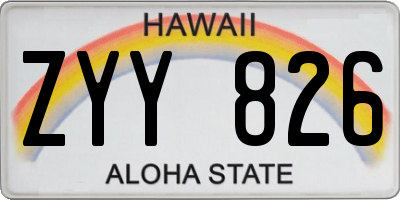 HI license plate ZYY826