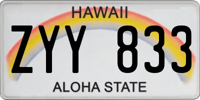 HI license plate ZYY833