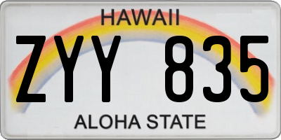 HI license plate ZYY835