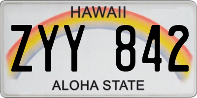 HI license plate ZYY842