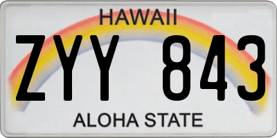 HI license plate ZYY843