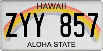 HI license plate ZYY857
