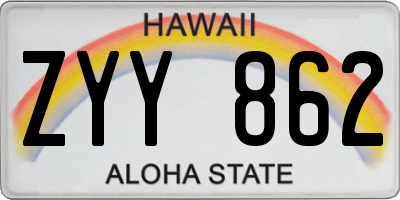 HI license plate ZYY862