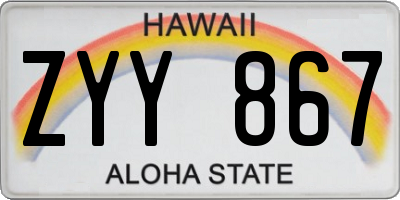 HI license plate ZYY867