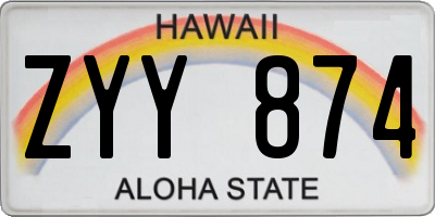 HI license plate ZYY874