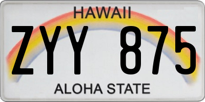 HI license plate ZYY875