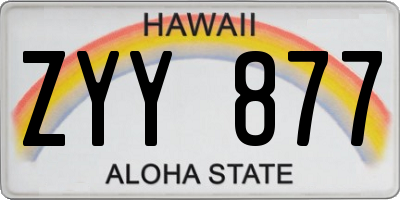 HI license plate ZYY877