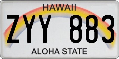 HI license plate ZYY883