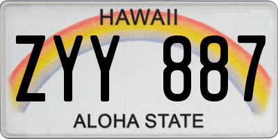 HI license plate ZYY887