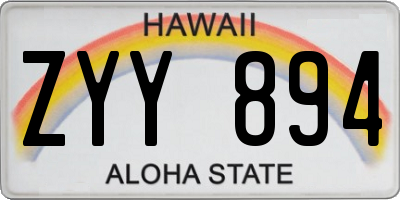 HI license plate ZYY894