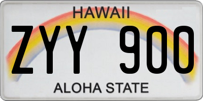 HI license plate ZYY900