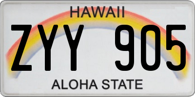 HI license plate ZYY905