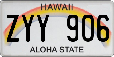 HI license plate ZYY906