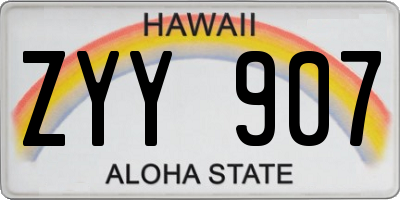 HI license plate ZYY907