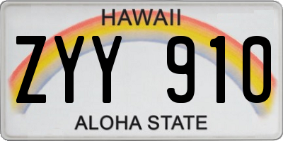 HI license plate ZYY910