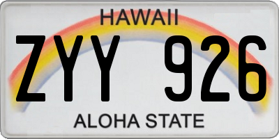 HI license plate ZYY926