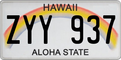 HI license plate ZYY937