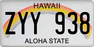 HI license plate ZYY938