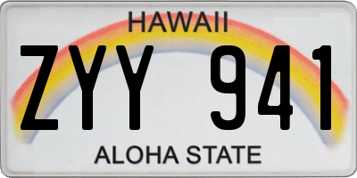 HI license plate ZYY941
