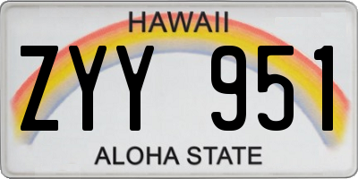 HI license plate ZYY951