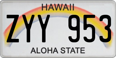 HI license plate ZYY953