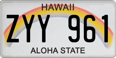 HI license plate ZYY961