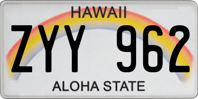 HI license plate ZYY962
