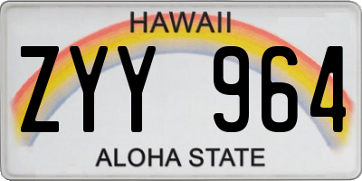 HI license plate ZYY964