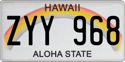 HI license plate ZYY968