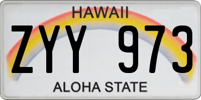 HI license plate ZYY973