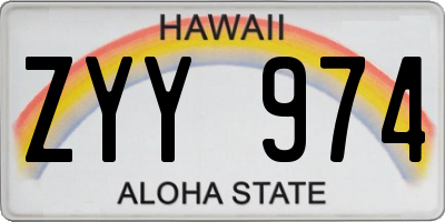HI license plate ZYY974