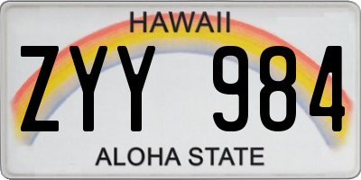 HI license plate ZYY984