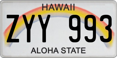 HI license plate ZYY993