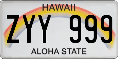 HI license plate ZYY999