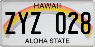 HI license plate ZYZ028