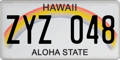 HI license plate ZYZ048