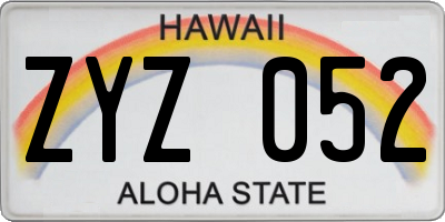 HI license plate ZYZ052