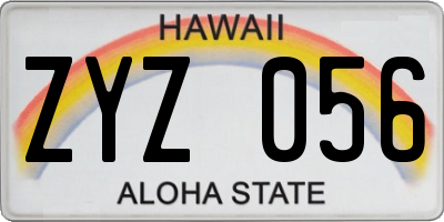HI license plate ZYZ056