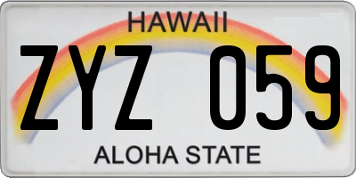 HI license plate ZYZ059
