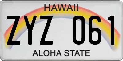 HI license plate ZYZ061