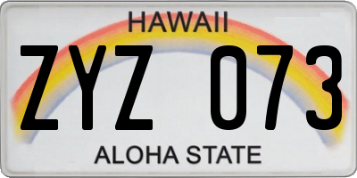HI license plate ZYZ073