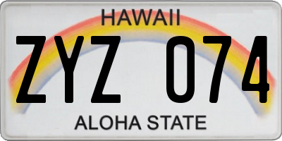 HI license plate ZYZ074