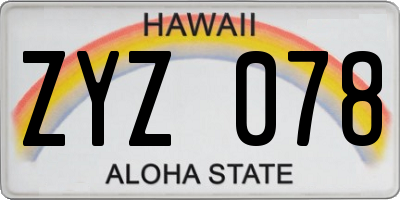 HI license plate ZYZ078