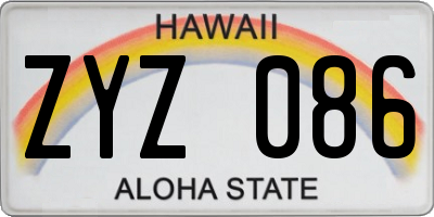 HI license plate ZYZ086