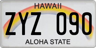 HI license plate ZYZ090