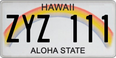 HI license plate ZYZ111