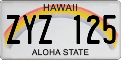 HI license plate ZYZ125