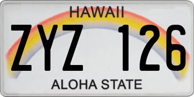 HI license plate ZYZ126