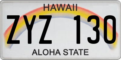 HI license plate ZYZ130
